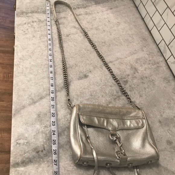 Rebecca Minkoff Mini Mac Crossbody Bag Womens Silver Shoulder Bag Leather Boho - Picture 7 of 11